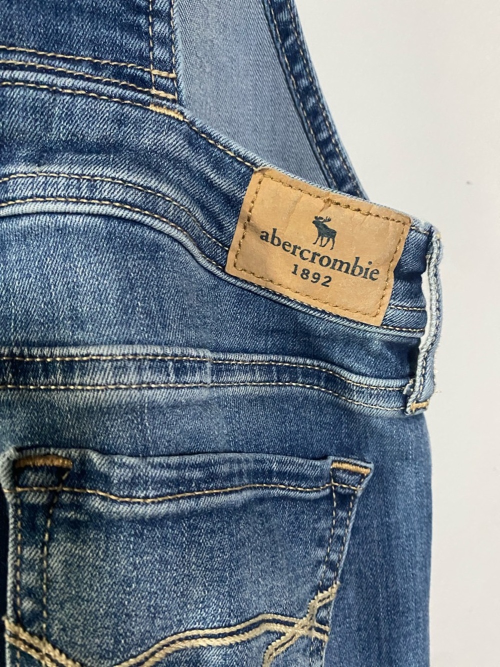 Abercrombie Kids Overalls Girls 9/10 Blue Jean Distressed Denim Classic Cowgirl - Picture 8 of 13